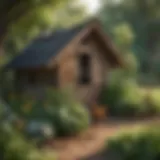 A beautifully crafted chicken coop surrounded by greenery