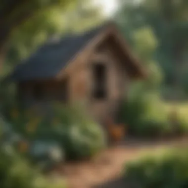 Aesthetic Chicken Coop Design A beautifully crafted chicken coop surrounded by greenery