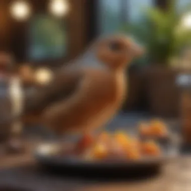 Healthy conyard bird enjoying fresh food