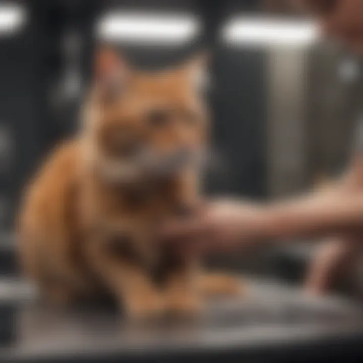 A pet owner lovingly brushing their cat in a clean space.