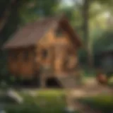 A beautifully crafted wooden hen house in a backyard setting