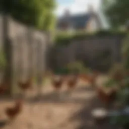 A well-designed chicken run showcasing sturdy fencing and a spacious layout