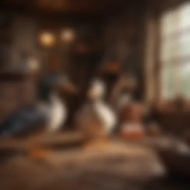 Cozy Interior for Ducks A cozy interior of a duck house featuring bedding and heating elements.