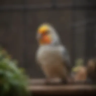 Spacious cockatiel cage with natural elements