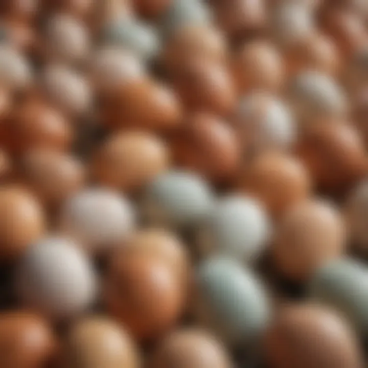 Close-up of Croad Langshan eggs, highlighting their unique coloration and texture.