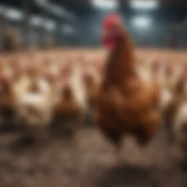 Sustainable Practices in Poultry Farming A lush farm environment promoting sustainable poultry practices.