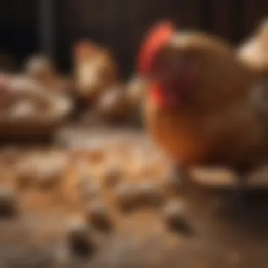 Close-up of nutritious feed and grains for chickens