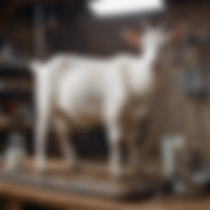 Assembly of a milking stand with tools and equipment