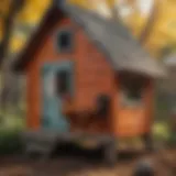 A beautifully designed decorative chicken coop with vibrant colors