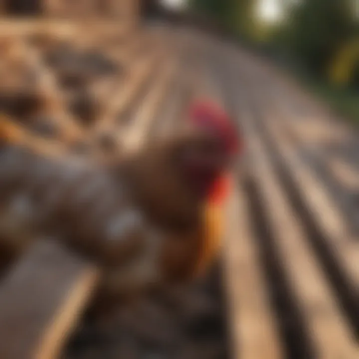 Close-up view of durable materials used in constructing a chicken coop.