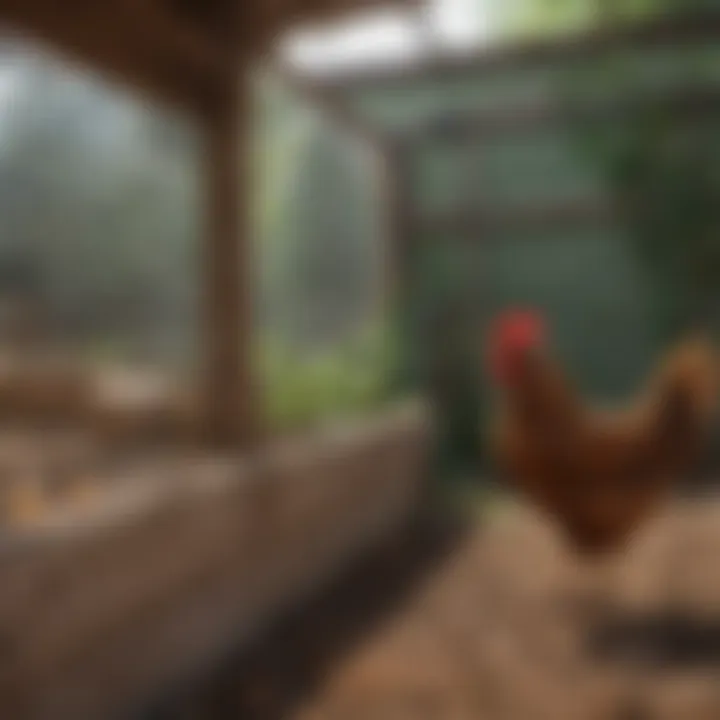 Illustration of predator-proofing features in a chicken coop enclosure.