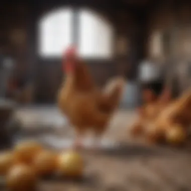 Maintaining hygiene in a chicken house with cleaning tools
