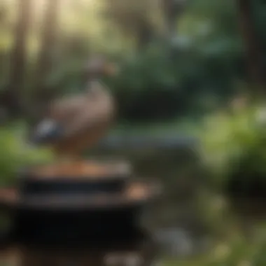 Proper placement of duck feeders in an outdoor setting