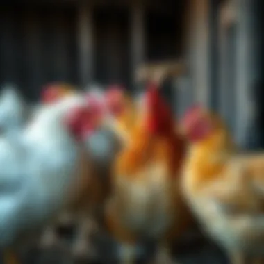 Feeding Guidelines by Age Chickens of varying ages feeding in a coop