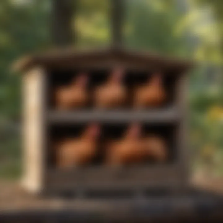 Nesting boxes arrangement for chickens