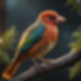 A healthy bird perched on a branch, showcasing vibrant feathers.