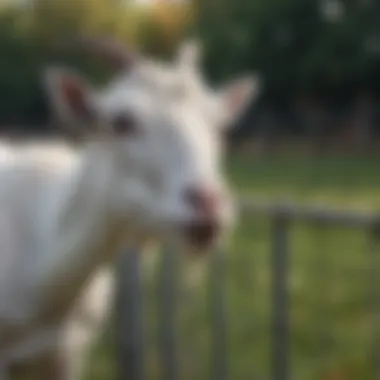 Different goat breeds in a fenced area