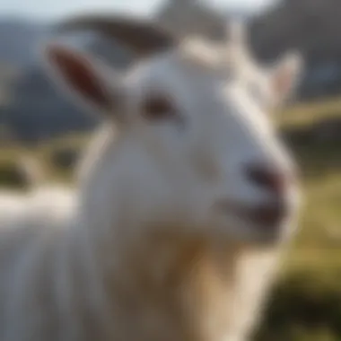 Goat in a natural setting emphasizing its unique horn structure