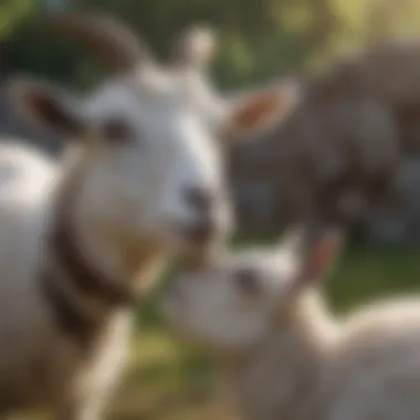 Goats' Playful Behavior Goats interacting playfully, highlighting their curious nature