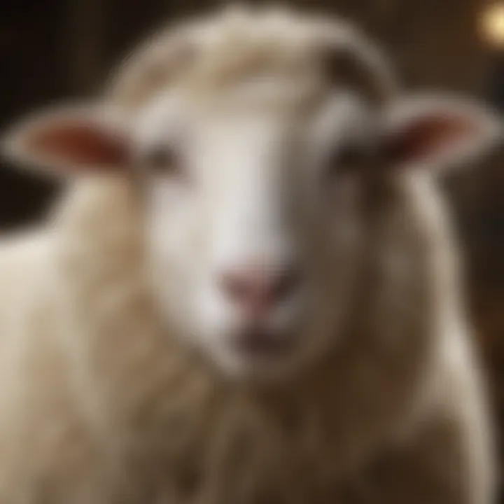 Close-up of a sheep showcasing its wool and facial features