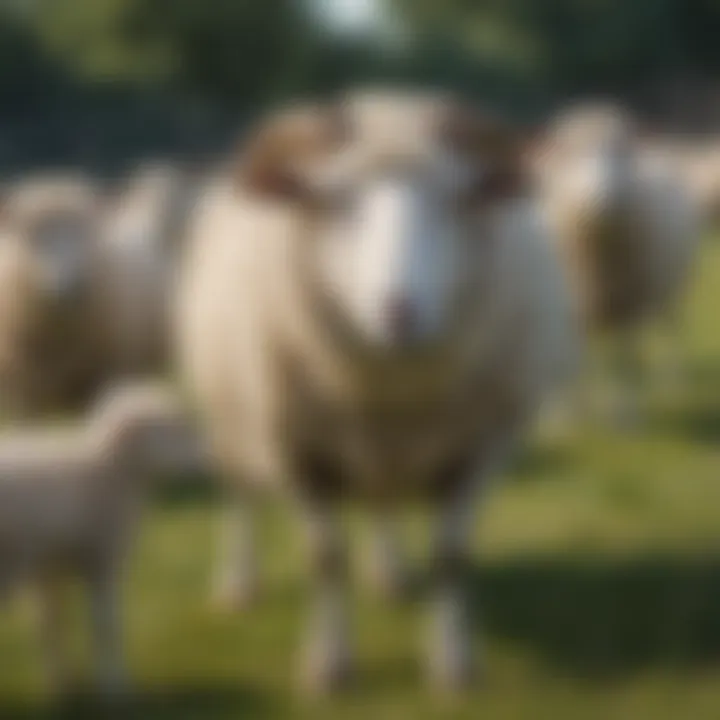 Sheep grazing in a pasture demonstrating their flock behavior