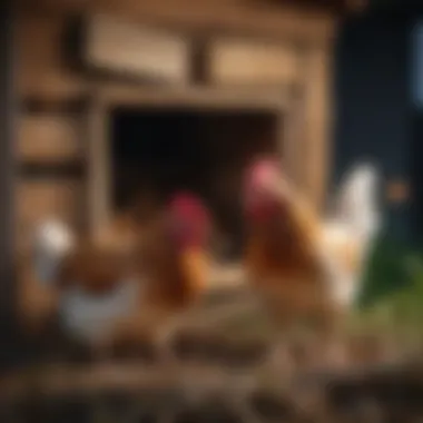Chickens Enjoying Their Nesting Box Chickens happily using a nesting box, emphasizing the importance of a nurturing environment.