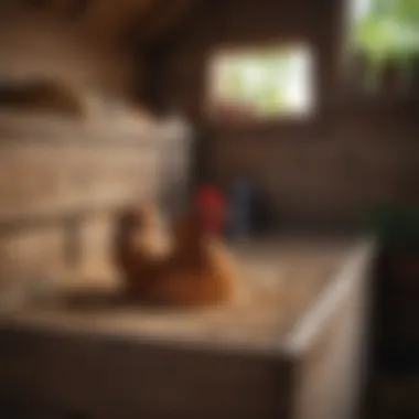 Cozy Interior of a Chicken Nesting Box Interior view of a nesting box, highlighting the soft bedding and comfortable space for chickens.