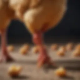 Detailed view of leg mites infesting a chicken's leg