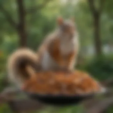 Squirrel-Proof Bird Feeders A serene garden setting with squirrel-proof bird feeders