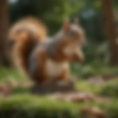 Squirrel Encountering Garden Obstacles A close-up of a squirrel attempting to access a garden but facing obstacles