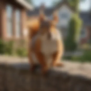 Close-up of a squirrel in a residential area