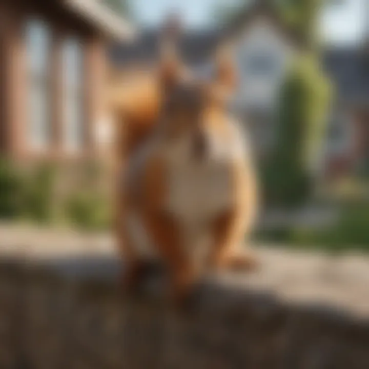 Close-up of a squirrel in a residential area