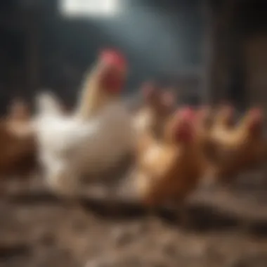 Chickens interacting in a social setting