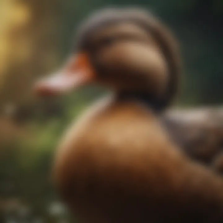 Healthy duck exhibiting vibrant plumage