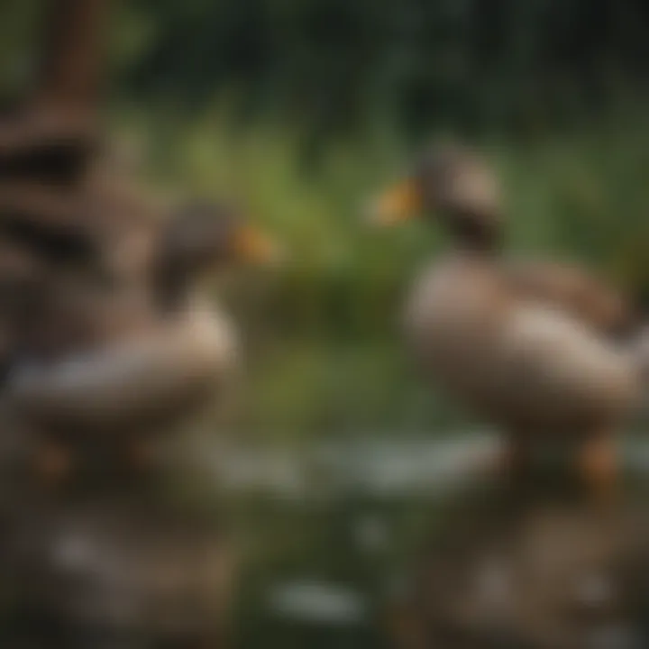Ducks engaging in social interaction