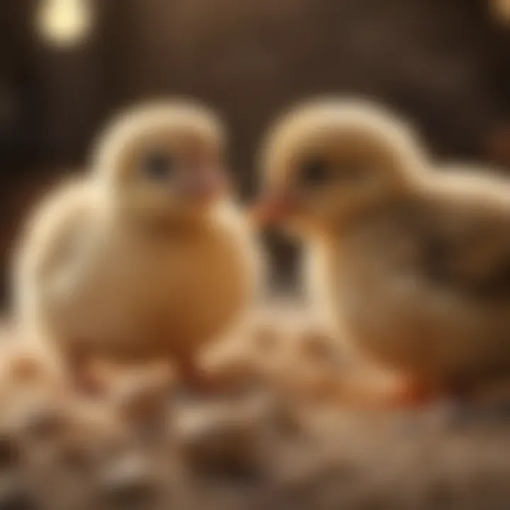 Chicks interacting in a social setting