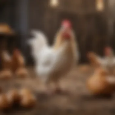 Diverse Chicken Breeds for Selection Different chicken breeds in a farm setting