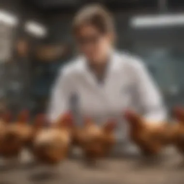 Veterinary Care for Chickens A veterinarian examining chickens for health check