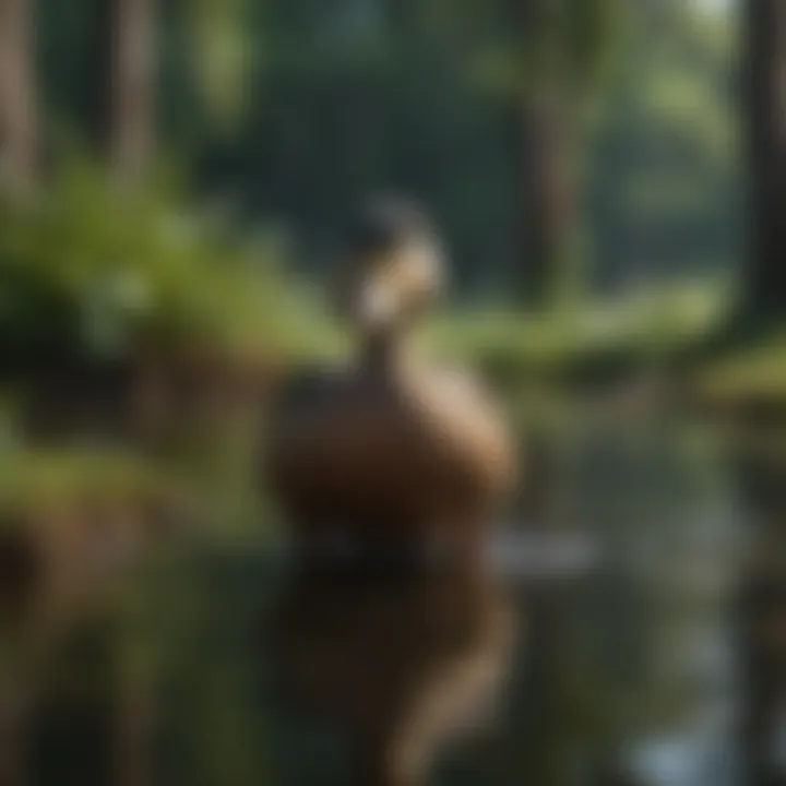 A serene pond setting showcasing a duck habitat