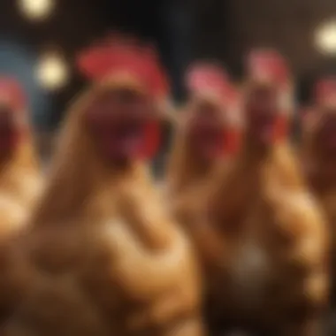 Diverse Chicken Breeds A variety of chicken breeds displaying their unique characteristics and colors.