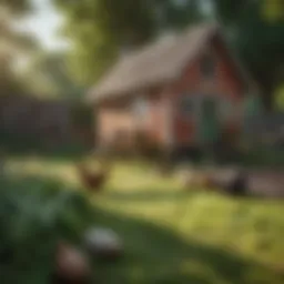 Cozy chicken coop surrounded by greenery