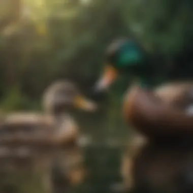 Social Interactions Among Ducks Ducks interacting with each other, illustrating their social behaviors and bonding.