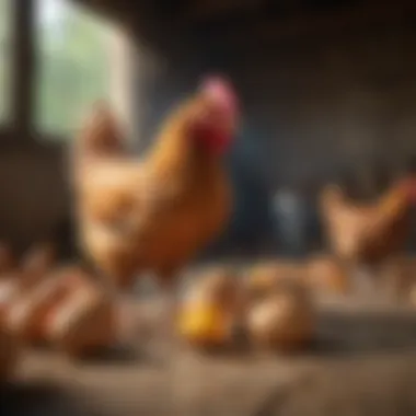 Nutritional Needs of Chickens Feeding chickens with nutritious feed.
