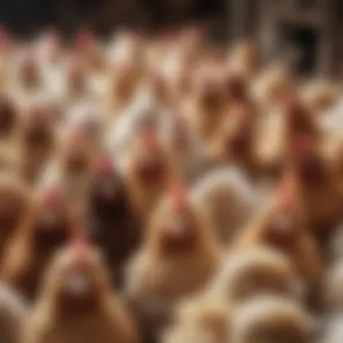 A close-up of various chicken breeds showcasing their unique characteristics.