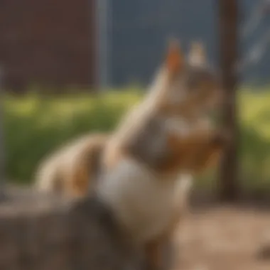 Squirrels attempting to breach a chicken wire fence