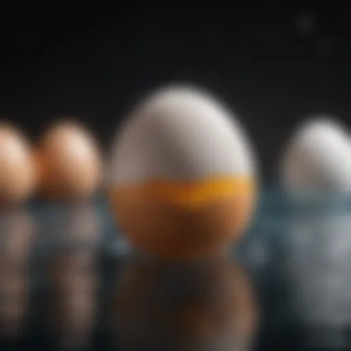 Eggs floating in water indicating freshness levels