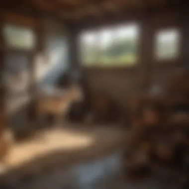 Interior view of a well-designed goat house highlighting essential features.