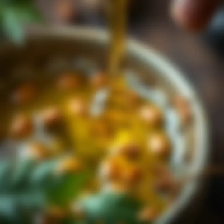 Close-up of neem oil extraction process