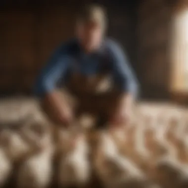 A farmer engaging with their flock, emphasizing the care and attention necessary for productive laying hens.