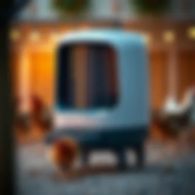 Sleek Design of an Automatic Poultry Feeder A modern automatic poultry feeder showcasing its sleek design